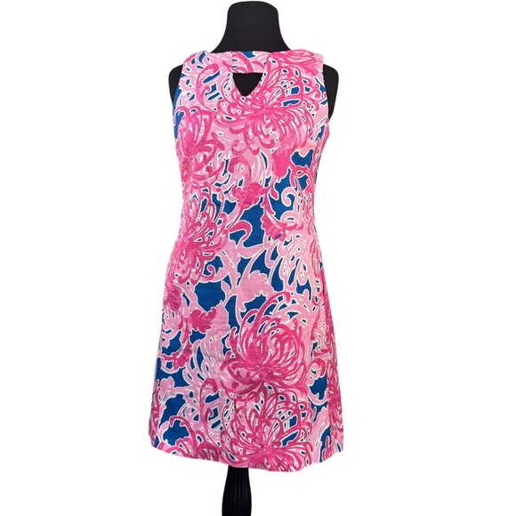 Just Taylor Size 4P Sleeveless Pink & Blue Floral Textured Shift Dress - Picture 1 of 14